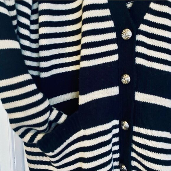 Vintage Country Suburbans Striped Cardigan Sweater Black & Cream Size Large - Picture 3 of 3